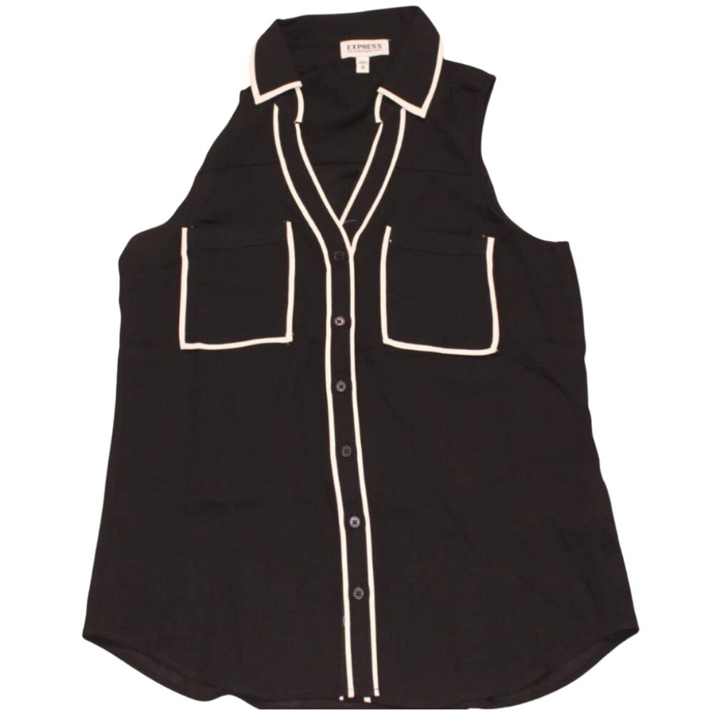 Express Women's Sleeveless Button-up Black Shirt NWOT Size XS
